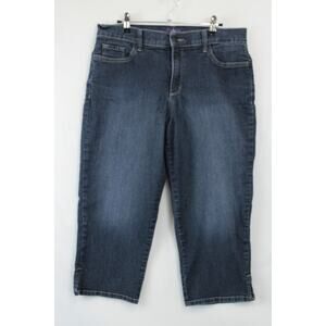 NYDJ Crop Jeans Lift Tuck Technology Women 12 Blue Mid Rise Dark Wash Stretch